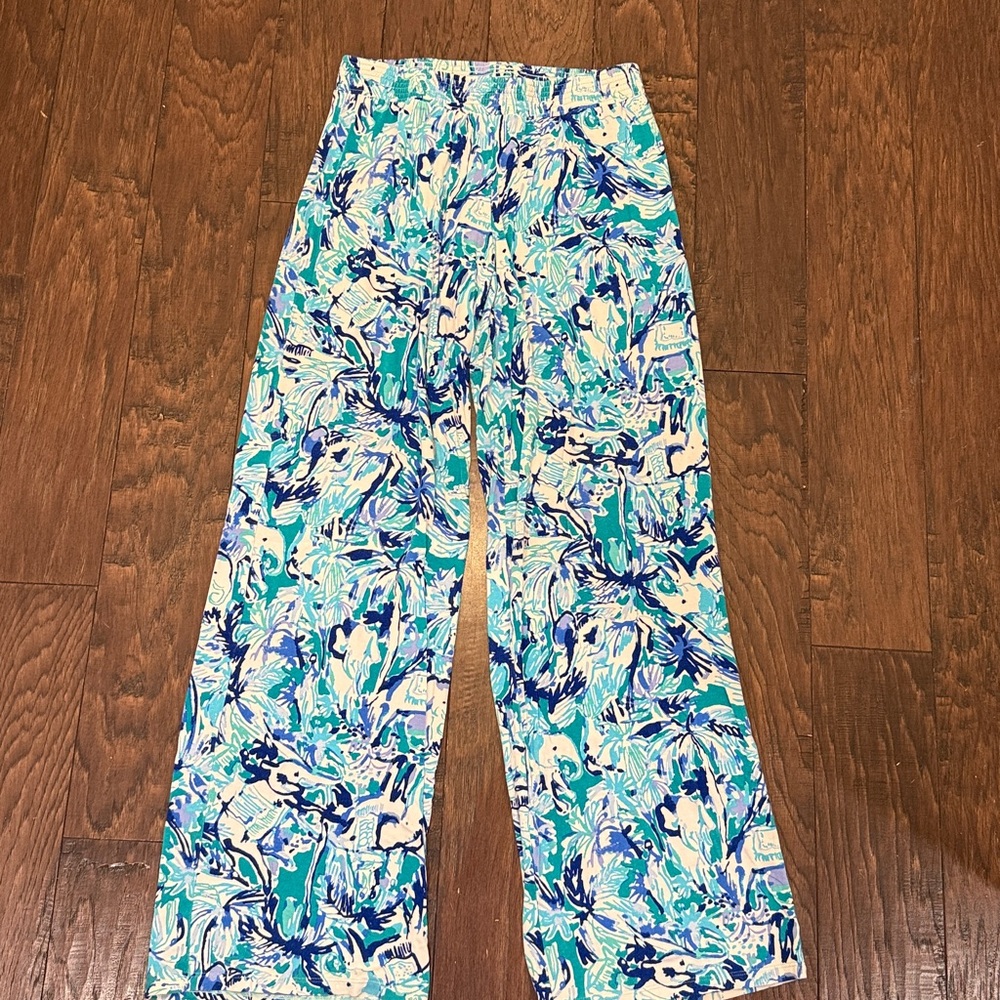 Lilly Pulitzer Women's M Medium Lorena Pants Wide Leg Palazzo Pants Summer Beach